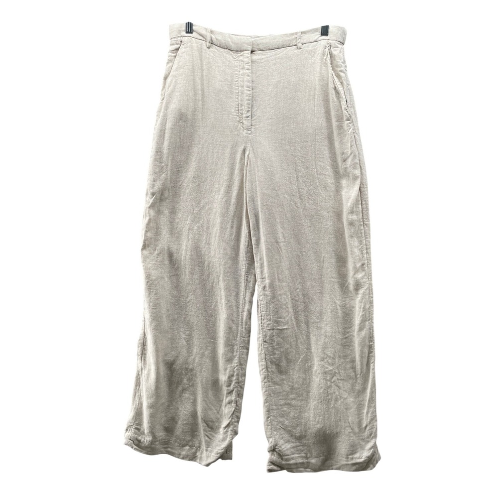 Abercrombie & Fitch Curve Wide Leg Linen Blend Dress Pants Womens 10 / 20 Beige